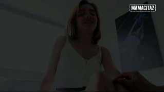 [Dress On The, Of Her White, White Dress] Slim Colombian Babe Stripped Out By A Short Dress On A Couch