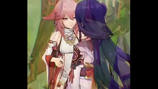 [Yae Miko, Raiden Shogun Lesbian, Impact] Yae Miko X Raiden Shogun Lesbian Genshin Impact AI Generated